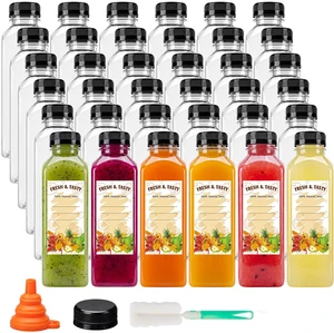 16oz Plastic Juice Bottles with Caps, 36pcs Clear Juice Containers Reusable Clear Bulk Beverage Containers for Juice, Milk and Other Beverages, Leak Proof 16oz Plastic Juice Bottles with Caps, 36pcs Clear Juice Containers Reusable Clear Bulk Beverage Containers for Juice, Milk and Other Beverages, Leak Proof