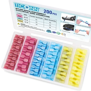 200 Pcs Nylon Spade Connector Kit, Insulated Crimp Wire Connectors Corrosion Resistant Thick Tinned Copper Terminals, Nylon Insulated, Color-Coded Identification, Auto Electrical Projects 200 Pcs Nylon Spade Connector Kit, Insulated Crimp Wire Connectors Corrosion Resistant Thick Tinned Copper Terminals, Nylon Insulated, Color-Coded Identification, Auto Electrical Projects