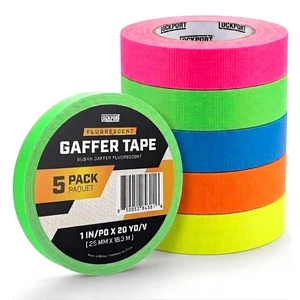 Neon Spike Tape 5 Pack - 1 Inch x 20 Yards Colored Gaffer Tape Fluorescent Matte Gaff Tape, UV Blacklight Glow, Residue-Free, Water-Resistant, Easy Tear for Theater, Stage, Marking, School Neon Spike Tape 5 Pack - 1 Inch x 20 Yards Colored Gaffer Tape Fluorescent Matte Gaff Tape, UV Blacklight Glow, Residue-Free, Water-Resistant, Easy Tear for Theater, Stage, Marking, School