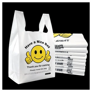 Thank You Plastic Bags with Handles 11.5 x 6.5 x 21, 0.55 Mil HDPE T-Shirt Grocery Bags, Smiley Thumbs Up Design, Semi-Transparent White, 1050 Count, Plastic Shopping Bags for Small Business Thank You Plastic Bags with Handles 11.5 x 6.5 x 21, 0.55 Mil HDPE T-Shirt Grocery Bags, Smiley Thumbs Up Design, Semi-Transparent White, 1050 Count, Plastic Shopping Bags for Small Business