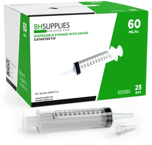 60mL Syringe Catheter Tip Sterile with Caps - (No Needle) - Sterile, Individually Wrapped - 25 Syringes 60mL Syringe Catheter Tip Sterile with Caps - (No Needle) - Sterile, Individually Wrapped - 25 Syringes