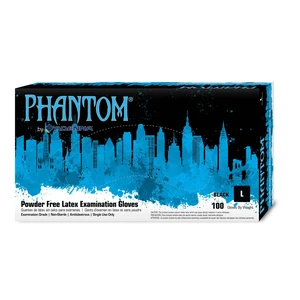PHM916 Phantom 6 Mil Powder-Free Latex Gloves, Medical Grade, Black, Large, Box of 100 PHM916 Phantom 6 Mil Powder-Free Latex Gloves, Medical Grade, Black, Large, Box of 100