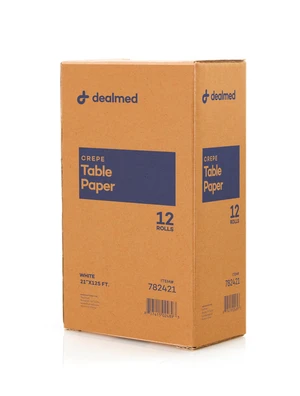 Table Paper Exam Cover - 21 in x 125 ft, Crepe, White, 12 Rolls Tear Resistant, Disposable Barrier Cover, Quiet Non Crinkly, For Clinics, Studios, Offices, Crafts Table Paper Exam Cover - 21 in x 125 ft, Crepe, White, 12 Rolls Tear Resistant, Disposable Barrier Cover, Quiet Non Crinkly, For Clinics, Studios, Offices, Crafts
