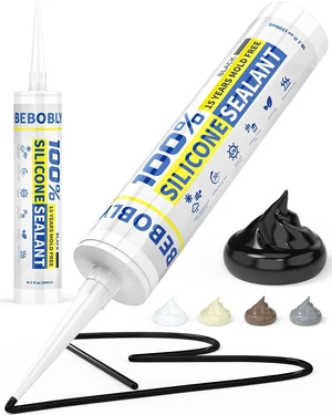 Black Silicone Caulk & Sealant, 100% Waterproof Silicone Caulking, Silicone Sealant Caulking for Kitchen, Bathroom, RV, Interior & Exterior Use, Shrink & Crack Proof, 10.2 FL. OZ/300ML, 1 Pack Black Silicone Caulk & Sealant, 100% Waterproof Silicone Caulking, Silicone Sealant Caulking for Kitchen, Bathroom, RV, Interior & Exterior Use, Shrink & Crack Proof, 10.2 FL. OZ/300ML, 1 Pack