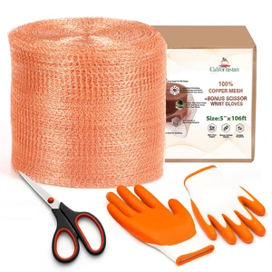 Copper Mesh Rodent Control Roll, 5 in x 106 ft, with Scissors and Gloves Rustproof Copper Mesh Roll for Rodent, Bat and Snail Control, Hole Blocking, Gardening and Sealing Water Openings, Pest Copper Mesh Rodent Control Roll, 5 in x 106 ft, with Scissors and Gloves Rustproof Copper Mesh Roll for Rodent, Bat and Snail Control, Hole Blocking, Gardening and Sealing Water Openings, Pest