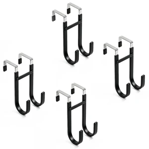 Over-the-Door Hooks, 4 Pack Heavy Duty Anti-Scratch Rubber Door Hangers for Hanging Coat, Towel, Bag and Key, Fit 1-3/8" Interior Doors, Perfect for Bathroom Bedroom and Kitchen, Black Over-the-Door Hooks, 4 Pack Heavy Duty Anti-Scratch Rubber Door Hangers for Hanging Coat, Towel, Bag and Key, Fit 1-3/8" Interior Doors, Perfect for Bathroom Bedroom and Kitchen, Black