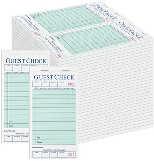 60 Pack Server Books, Guest Check Books for Servers, Green 60 Pack Server Books, Guest Check Books for Servers, Green