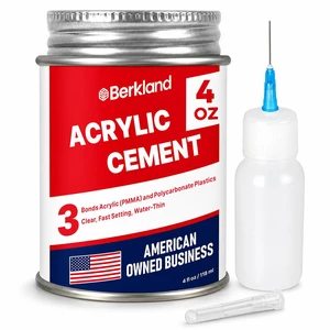 Acrylic Bonding Cement, 4 oz with Applicator Bottle Clear fast-setting glue for plexiglass, acrylic sheets & display cases - applicator bottle for clean seams Acrylic Bonding Cement, 4 oz with Applicator Bottle Clear fast-setting glue for plexiglass, acrylic sheets & display cases - applicator bottle for clean seams
