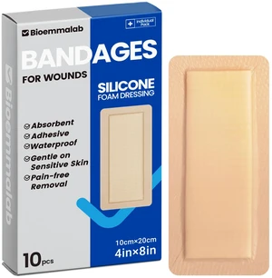 Large Waterproof Bandages 4x8 Silicone Foam Dressing Sensitive Skin, 10 PCS Wound Dressing, Adhesive Cohesive Pad with Border, First Aid, Post-Surgical, Burn & Pressure Care, Scar Care Large Waterproof Bandages 4x8 Silicone Foam Dressing Sensitive Skin, 10 PCS Wound Dressing, Adhesive Cohesive Pad with Border, First Aid, Post-Surgical, Burn & Pressure Care, Scar Care