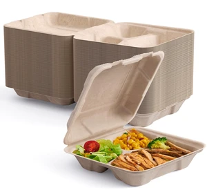 50 Pack Compostable Take Out Food Containers, 8 inch,3 Compartment Heavy-Duty Disposable To Go Boxes, Eco-Friendly Biodegradable To Go Containers For Food, Perfect for Next Day Lunch, Party 50 Pack Compostable Take Out Food Containers, 8 inch,3 Compartment Heavy-Duty Disposable To Go Boxes, Eco-Friendly Biodegradable To Go Containers For Food, Perfect for Next Day Lunch, Party