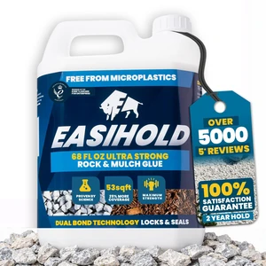 Easihold Rock & Mulch Glue for Landscaping - Gravel Glue Binder Non-Toxic Mulch and Bark Adhesive, Pet Safe, 53 sqft Coverage, Lockdown Clear Gravel/Pebbles/Stones Stabilizer (68 Ounce) Easihold Rock & Mulch Glue for Landscaping - Gravel Glue Binder Non-Toxic Mulch and Bark Adhesive, Pet Safe, 53 sqft Coverage, Lockdown Clear Gravel/Pebbles/Stones Stabilizer (68 Ounce)
