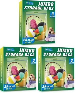 25 Gallon Jumbo Storage Bags, 35 x 24 Resealable Clear Bags with Handle, Extra Large XL Heavy Duty for Clothes Pillow Travel Moving, Pack of 9 25 Gallon Jumbo Storage Bags, 35 x 24 Resealable Clear Bags with Handle, Extra Large XL Heavy Duty for Clothes Pillow Travel Moving, Pack of 9