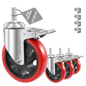 5 inch stem Caster Wheels, 1/2" Threaded Casters Set of 4 Heavy Duty (Thread 1/2"-13x1.25"), Smooth & Quiet-Rolling, for Cart, Tool Box, Workbenche, Furniture, Wire Shelving 5 inch stem Caster Wheels, 1/2" Threaded Casters Set of 4 Heavy Duty (Thread 1/2"-13x1.25"), Smooth & Quiet-Rolling, for Cart, Tool Box, Workbenche, Furniture, Wire Shelving