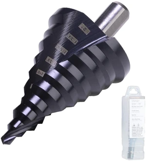 1/4"-2" M2 Step Drill Bit Unibit for Hole Drilling 10 Sizes M2 High Speed Steel; Double Spiral Flutes; Fast, Clean Cuts in Stainless Steel, Copper, Aluminum, Wood, Plastic 1/4"-2" M2 Step Drill Bit Unibit for Hole Drilling 10 Sizes M2 High Speed Steel; Double Spiral Flutes; Fast, Clean Cuts in Stainless Steel, Copper, Aluminum, Wood, Plastic