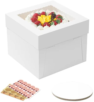 10 Pack Cake Boxes, 10x10x8 Inches Tall Cake Boxes with Cake Boards Disposable White Cake Transport Containers with Clear Lids, Thick Cardboard, Easy to Assemble, for Cake Cookies Pies Cookies 10 Pack Cake Boxes, 10x10x8 Inches Tall Cake Boxes with Cake Boards Disposable White Cake Transport Containers with Clear Lids, Thick Cardboard, Easy to Assemble, for Cake Cookies Pies Cookies