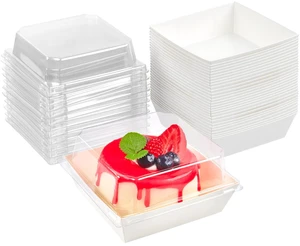 100 Pack 4 Inches Small Charcuterie Boxes with Clear Lids Paper Bakery Boxes, White Dessert Boxes, Disposable To Go Food Containers, For Cookie, Mini Cake, Chocolate Strawberry 100 Pack 4 Inches Small Charcuterie Boxes with Clear Lids Paper Bakery Boxes, White Dessert Boxes, Disposable To Go Food Containers, For Cookie, Mini Cake, Chocolate Strawberry