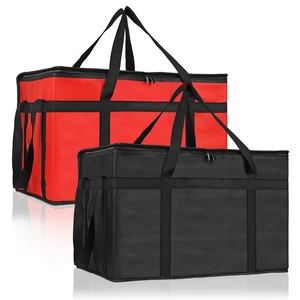 2 Pack Insulated Food Delivery Bag, XXXL Catering Bag for Keep Food Warming Large Capacity & Collapsible, Black + Red Pizza Cooler Bags for Grocery Shopping, Picnics, Takeout, Camping 2 Pack Insulated Food Delivery Bag, XXXL Catering Bag for Keep Food Warming Large Capacity & Collapsible, Black + Red Pizza Cooler Bags for Grocery Shopping, Picnics, Takeout, Camping