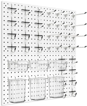 Peg Board Kit, Includes Pegboard and Accessories,with Hooks and Bins,Peg Board Wall Organizer for Office,Ornaments Display,Crafts Organization (66, White) Peg Board Kit, Includes Pegboard and Accessories,with Hooks and Bins,Peg Board Wall Organizer for Office,Ornaments Display,Crafts Organization (66, White)