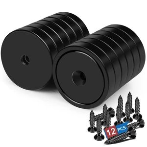 Strong Magnets Heavy Duty Screw On Neodymium 150LBS Magnet 12 Pack Rare Earth With Screw Hole Door Catch Adhesive Magnetic Locker Cabinet Round Wall Cruise Cabins Disc Mounting Fridge Black Strong Magnets Heavy Duty Screw On Neodymium 150LBS Magnet 12 Pack Rare Earth With Screw Hole Door Catch Adhesive Magnetic Locker Cabinet Round Wall Cruise Cabins Disc Mounting Fridge Black