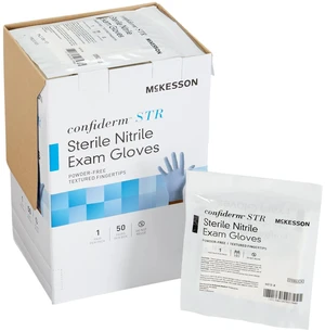 Confiderm STR Disposable Sterile Pair Nitrile Exam Glove Standard Cuff Length Confiderm STR Disposable Sterile Pair Nitrile Exam Glove Standard Cuff Length