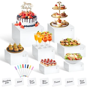 7Pcs White Acrylic Buffet Risers with Mini Sign and Marker, Food Display Risers for Party Catering Dessert Jewelry Collectibles,Acrylic Cube Nesting Boxes with Hollow Bottoms(8" 7.5" 7" 6.8" 6" 5" 5") 7Pcs White Acrylic Buffet Risers with Mini Sign and Marker, Food Display Risers for Party Catering Dessert Jewelry Collectibles,Acrylic Cube Nesting Boxes with Hollow Bottoms(8" 7.5" 7" 6.8" 6" 5" 5")