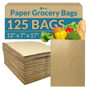 Paper Grocery Bags (125 Pcs Bulk) (12x7x17) 70 Lbs Basis, Extra Heavy Duty | Brown Paper Bag, Large Grocery Kraft Sacks | Takeout, Restaurant, Retail, Shopping Paper Grocery Bags (125 Pcs Bulk) (12x7x17) 70 Lbs Basis, Extra Heavy Duty | Brown Paper Bag, Large Grocery Kraft Sacks | Takeout, Restaurant, Retail, Shopping