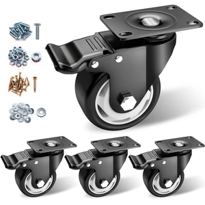 Caster Wheels-3 Inch Swivel Casters Set of 4 Heavy Duty with Brake Locking Industrial Caster with 360 Degree No Noise Polyurethane Wheels, Locking Plate Casters for Furniture,Workbench Caster Wheels-3 Inch Swivel Casters Set of 4 Heavy Duty with Brake Locking Industrial Caster with 360 Degree No Noise Polyurethane Wheels, Locking Plate Casters for Furniture,Workbench