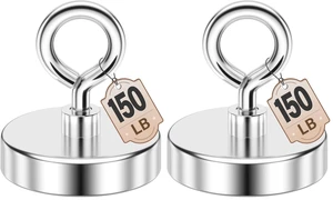 150 LBS Fishing Magnet, 1.42 Inch Neodymium Pickup Magnet (Pack of 2) 150 LBS Fishing Magnet, 1.42 Inch Neodymium Pickup Magnet (Pack of 2)
