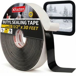 Butyl Tape Black, 1/2 in x 30 ft x 1/8 in Easy-to-Work-with Automotive Butyl Sealant Tape, Mess-Free Rubber Caulk for RV, EPDM Putty for Window, Headlight, Roof, Windshield, and Car Doors Butyl Tape Black, 1/2 in x 30 ft x 1/8 in Easy-to-Work-with Automotive Butyl Sealant Tape, Mess-Free Rubber Caulk for RV, EPDM Putty for Window, Headlight, Roof, Windshield, and Car Doors