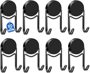 Magnetic Hooks for Cruise Cabins 80Lbs+ Heavy Duty Magnet Hook Strong Magnets Hanging Hooks for Refrigerator Grill Toolbox Cabins Outdoor 8 Pack (Black) Magnetic Hooks for Cruise Cabins 80Lbs+ Heavy Duty Magnet Hook Strong Magnets Hanging Hooks for Refrigerator Grill Toolbox Cabins Outdoor 8 Pack (Black)