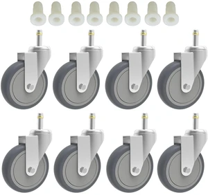 4-Inch Swivel Stem Caster, 7/16-Inch Stem Diameter Rubber Wheel, Heavy Duty TPR Replacement Wheels for Rubbermaid Mop Bucket Cart Grill Casters - 8 Pack 4-Inch Swivel Stem Caster, 7/16-Inch Stem Diameter Rubber Wheel, Heavy Duty TPR Replacement Wheels for Rubbermaid Mop Bucket Cart Grill Casters - 8 Pack