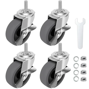 Caster Wheels, 3" Locking Swivel Threaded Stem Casters Set of 4 3/8"-16 x 1" (Screw Diameter 3/8", Length 1")Rubber Casters with 360 Degree No Noise Wheels for Furniture and Workbench Caster Wheels, 3" Locking Swivel Threaded Stem Casters Set of 4 3/8"-16 x 1" (Screw Diameter 3/8", Length 1")Rubber Casters with 360 Degree No Noise Wheels for Furniture and Workbench