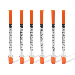 100 Pack U-100 Syringes with Needle, 1ml 31G 5/16" 8mm Syringe Individually Sealed Packaging, Leak-Proof Design, Easy-to-Read, Precise Markings 100 Pack U-100 Syringes with Needle, 1ml 31G 5/16" 8mm Syringe Individually Sealed Packaging, Leak-Proof Design, Easy-to-Read, Precise Markings