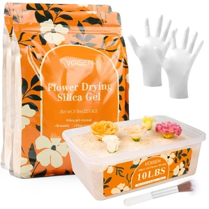 Silica Gel Flower Drying, 10LBS Silica Gel for Drying Flowers Color Indicating Flower Preservation Kit Contains Flowers Desiccant, Brush, Gloves, Plastic Box Silica Gel Flower Drying, 10LBS Silica Gel for Drying Flowers Color Indicating Flower Preservation Kit Contains Flowers Desiccant, Brush, Gloves, Plastic Box