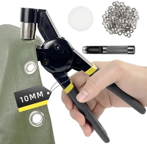 Grommet Tool Kit, 3/8 inch Eyelet Kit with 500 pcs 10 mm Grommets Grommet kit for or Tarps, Fabric, Leather, BannersEyelet and Grommet for DIY Tarp Ring Repair and Installation Grommet Tool Kit, 3/8 inch Eyelet Kit with 500 pcs 10 mm Grommets Grommet kit for or Tarps, Fabric, Leather, BannersEyelet and Grommet for DIY Tarp Ring Repair and Installation