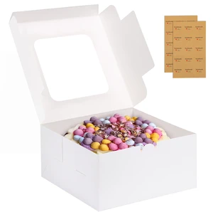 24pcs Cake Boxes, 10x10x5 Inches White Square Bakery Boxes with Window Cajas Pasteles for Cake, Mother's Day, Pastries, Chocolates, Cookies, Pie, Birthday Party, Wedding, Graduation 24pcs Cake Boxes, 10x10x5 Inches White Square Bakery Boxes with Window Cajas Pasteles for Cake, Mother's Day, Pastries, Chocolates, Cookies, Pie, Birthday Party, Wedding, Graduation