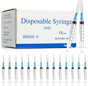 100 Pack 3ml Syringes with Needle - 23G 1 inch Disposable 3cc Luer Lock Syringe for Scientific Lab Use, Sterile Individually Wrapped 100 Pack 3ml Syringes with Needle - 23G 1 inch Disposable 3cc Luer Lock Syringe for Scientific Lab Use, Sterile Individually Wrapped