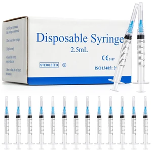 100 Pack 2.5ml Syringes with Needle - 23G 1 inch Disposable 2.5cc Luer Lock Syringe for Scientific Lab Use, Sterile Individually Wrapped 100 Pack 2.5ml Syringes with Needle - 23G 1 inch Disposable 2.5cc Luer Lock Syringe for Scientific Lab Use, Sterile Individually Wrapped