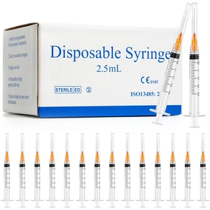 100 Pack 2.5ml Syringes with Needle - 25G 1 inch Disposable 2.5cc Luer Lock Syringe for Scientific Lab Use, Sterile Individually Wrapped 100 Pack 2.5ml Syringes with Needle - 25G 1 inch Disposable 2.5cc Luer Lock Syringe for Scientific Lab Use, Sterile Individually Wrapped