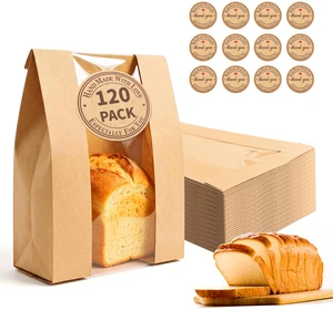120 Pcs Paper Bread Bags for Homemade Bread Sourdough with Window Sourdough Bread Bags with 130 Sealing Stickers, Large Brown Bakery Bag, For Bakeries and Gifting 120 Pcs Paper Bread Bags for Homemade Bread Sourdough with Window Sourdough Bread Bags with 130 Sealing Stickers, Large Brown Bakery Bag, For Bakeries and Gifting