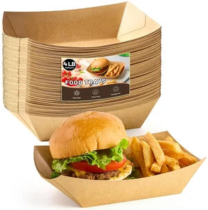 50 Pack 4 LB Large Paper Food Trays Disposable, Kraft Paper, Nacho Trays, Food Boats, Party Serving Basket, For Nachos Sandwiches Burgers Popcorns Salads Snacks 50 Pack 4 LB Large Paper Food Trays Disposable, Kraft Paper, Nacho Trays, Food Boats, Party Serving Basket, For Nachos Sandwiches Burgers Popcorns Salads Snacks