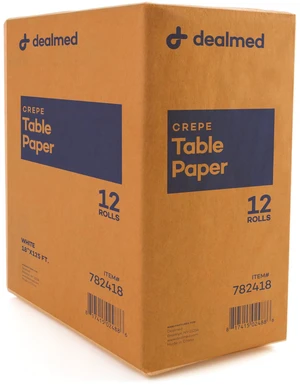 Table Paper Exam Cover - 18 in x 125 ft, Crepe, White, 12 Rolls Tear Resistant, Disposable Barrier Cover, Quiet Non Crinkly, For Clinics, Studios, Offices, Crafts Table Paper Exam Cover - 18 in x 125 ft, Crepe, White, 12 Rolls Tear Resistant, Disposable Barrier Cover, Quiet Non Crinkly, For Clinics, Studios, Offices, Crafts