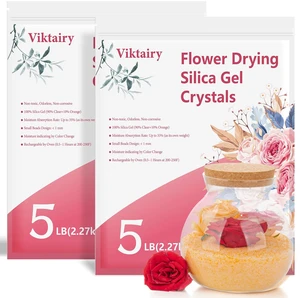 10 LBS Silica Gel Flower Drying (2 Pack 5LBS), with Brush and User Manual Reusable Color Indicating Flower Drying Silica, DIY Wedding Bouquet Flower Preservation Kit, Fine Bead Size<1mm 10 LBS Silica Gel Flower Drying (2 Pack 5LBS), with Brush and User Manual Reusable Color Indicating Flower Drying Silica, DIY Wedding Bouquet Flower Preservation Kit, Fine Bead Size<1mm