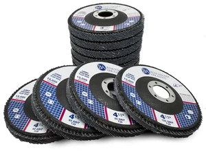 4.5" x 7/8" Zirconia Type 29 Flap Discs, Mixed Grit Jumbo High Density Sanding and Finishing Wheels for Angle Grinder, 10-Count 4.5" x 7/8" Zirconia Type 29 Flap Discs, Mixed Grit Jumbo High Density Sanding and Finishing Wheels for Angle Grinder, 10-Count