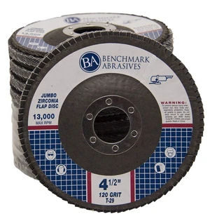 4.5" x 7/8" Zirconia Type 29 Flap Discs, 120 Grit Jumbo High Density Sanding and Finishing Wheels for Angle Grinder, 10-Count 4.5" x 7/8" Zirconia Type 29 Flap Discs, 120 Grit Jumbo High Density Sanding and Finishing Wheels for Angle Grinder, 10-Count