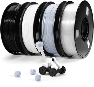 PLA Filament 1.75mm Bundle 4x1KG Black White Gray Clear for 3D Prints Multi-Color PLA Bundle for DIY & Lamp Shades, Smooth Flow, Tangle-Free, Vacuum Sealed, Compatible with Bambu, Flashforge PLA Filament 1.75mm Bundle 4x1KG Black White Gray Clear for 3D Prints Multi-Color PLA Bundle for DIY & Lamp Shades, Smooth Flow, Tangle-Free, Vacuum Sealed, Compatible with Bambu, Flashforge
