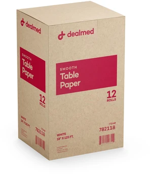 Table Paper Exam Cover - 18 in x 125 ft, Smooth, White, 12 Rolls Tear Resistant, Disposable Barrier Cover, Quiet Non Crinkly, For Clinics, Studios, Offices, Crafts Table Paper Exam Cover - 18 in x 125 ft, Smooth, White, 12 Rolls Tear Resistant, Disposable Barrier Cover, Quiet Non Crinkly, For Clinics, Studios, Offices, Crafts