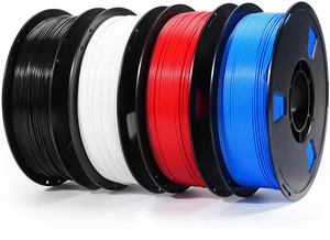 PLA Filament 1.75mm 4x1KG Bundle (Black White Red Blue) for 3D Prints Multi-Color PLA Bundle for DIY & Bulk Printing, Smooth Flow, Tangle-Free, Vacuum Sealed, Compatible with Bambu, Flashforge PLA Filament 1.75mm 4x1KG Bundle (Black White Red Blue) for 3D Prints Multi-Color PLA Bundle for DIY & Bulk Printing, Smooth Flow, Tangle-Free, Vacuum Sealed, Compatible with Bambu, Flashforge