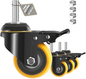 3 Inch Stem Caster Wheels 3/8 Threaded Casters Set of 4 Heavy Duty 800 Lbs, 3/8"-16, Smooth & Quiet-Rolling, Castor Wheels for Wire Shelving, Cart, Tool Box, Workbenche, Furniture 3 Inch Stem Caster Wheels 3/8 Threaded Casters Set of 4 Heavy Duty 800 Lbs, 3/8"-16, Smooth & Quiet-Rolling, Castor Wheels for Wire Shelving, Cart, Tool Box, Workbenche, Furniture