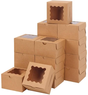 50pcs Small Cookie Boxes with Window, 4x4x2.5In Brown Bakery Boxes Kraft Treat Boxes, Fit Small Cookies and Pastries, Suitable for Party Favors and Gifts 50pcs Small Cookie Boxes with Window, 4x4x2.5In Brown Bakery Boxes Kraft Treat Boxes, Fit Small Cookies and Pastries, Suitable for Party Favors and Gifts